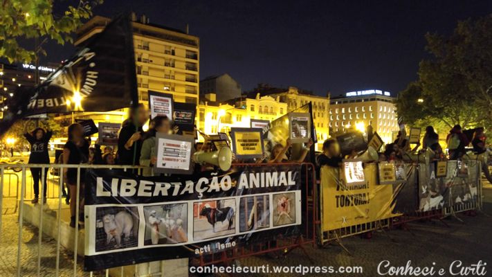 Protesto contra as touradas, em Campo Pequeno, Lisboa.